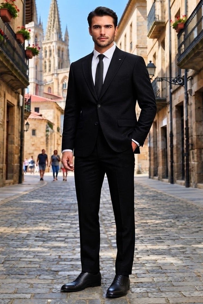 Wholesale Men's Black Two-Piece Suit 1701-135