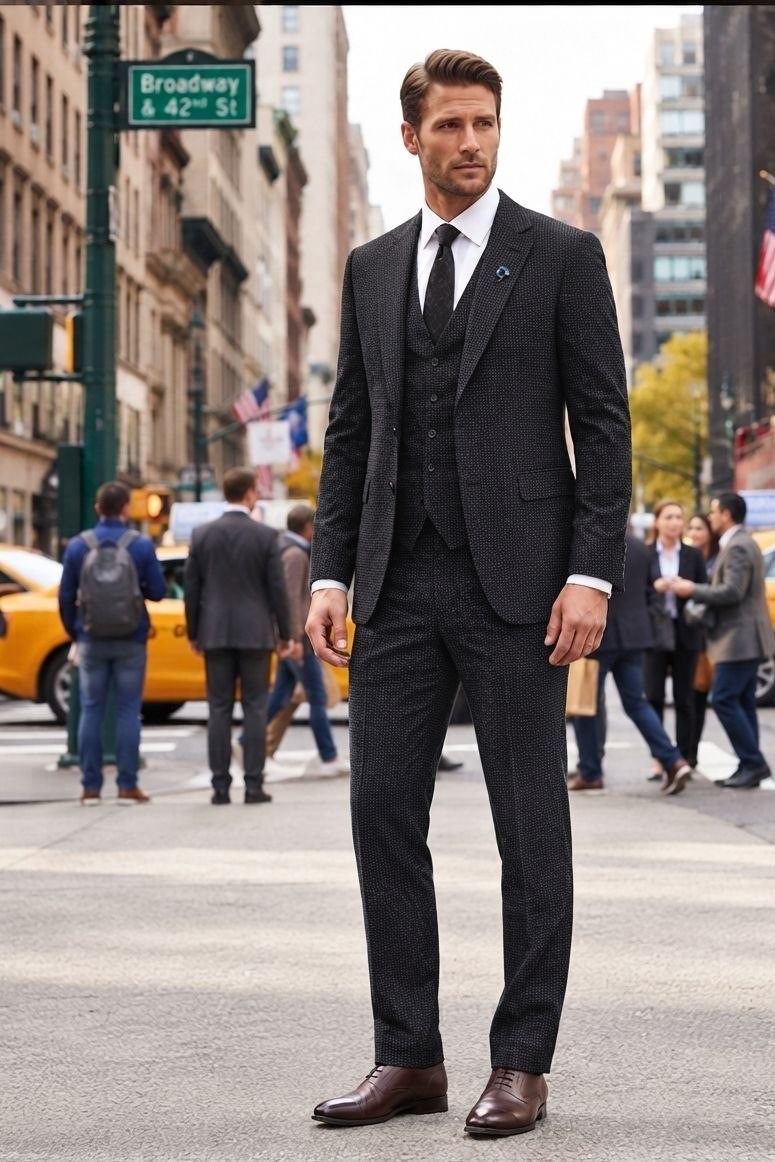 Wholesale Men's Black Two-Piece Suit 1701-133