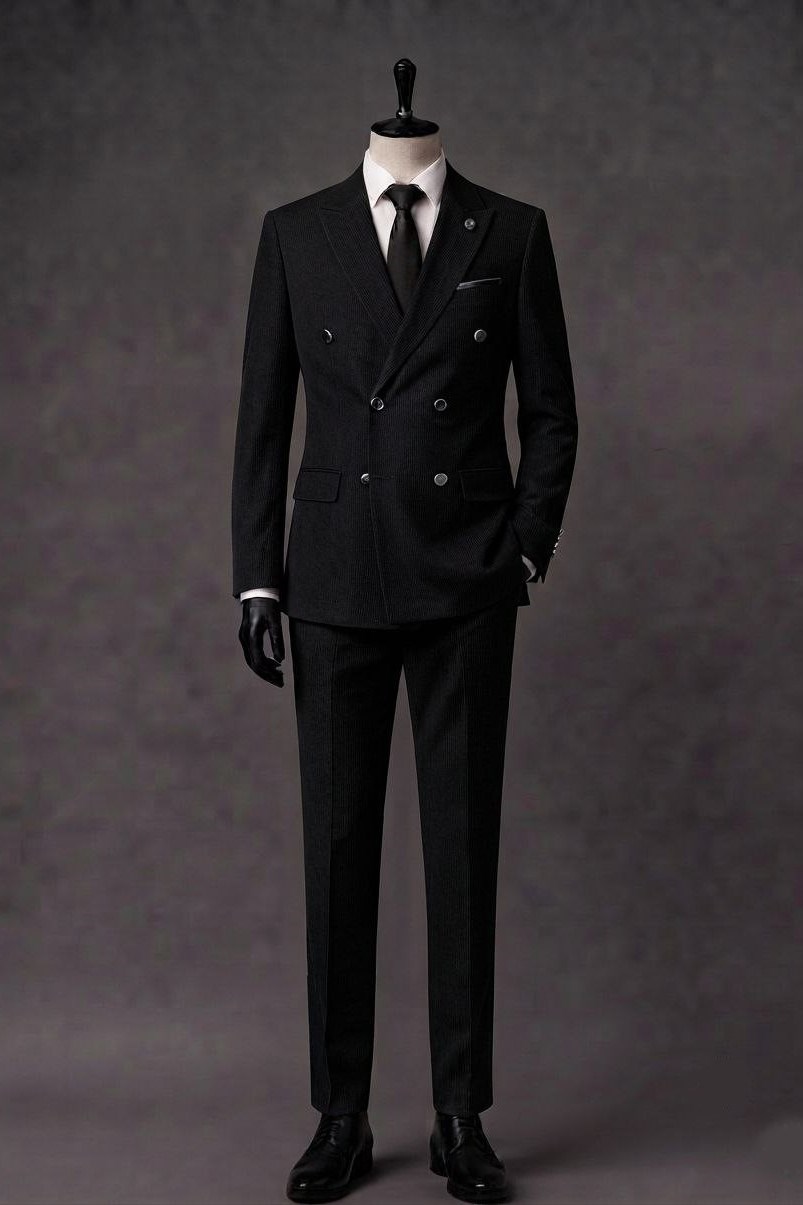 Wholesale Men's Black Two-Piece Suit 1701-128