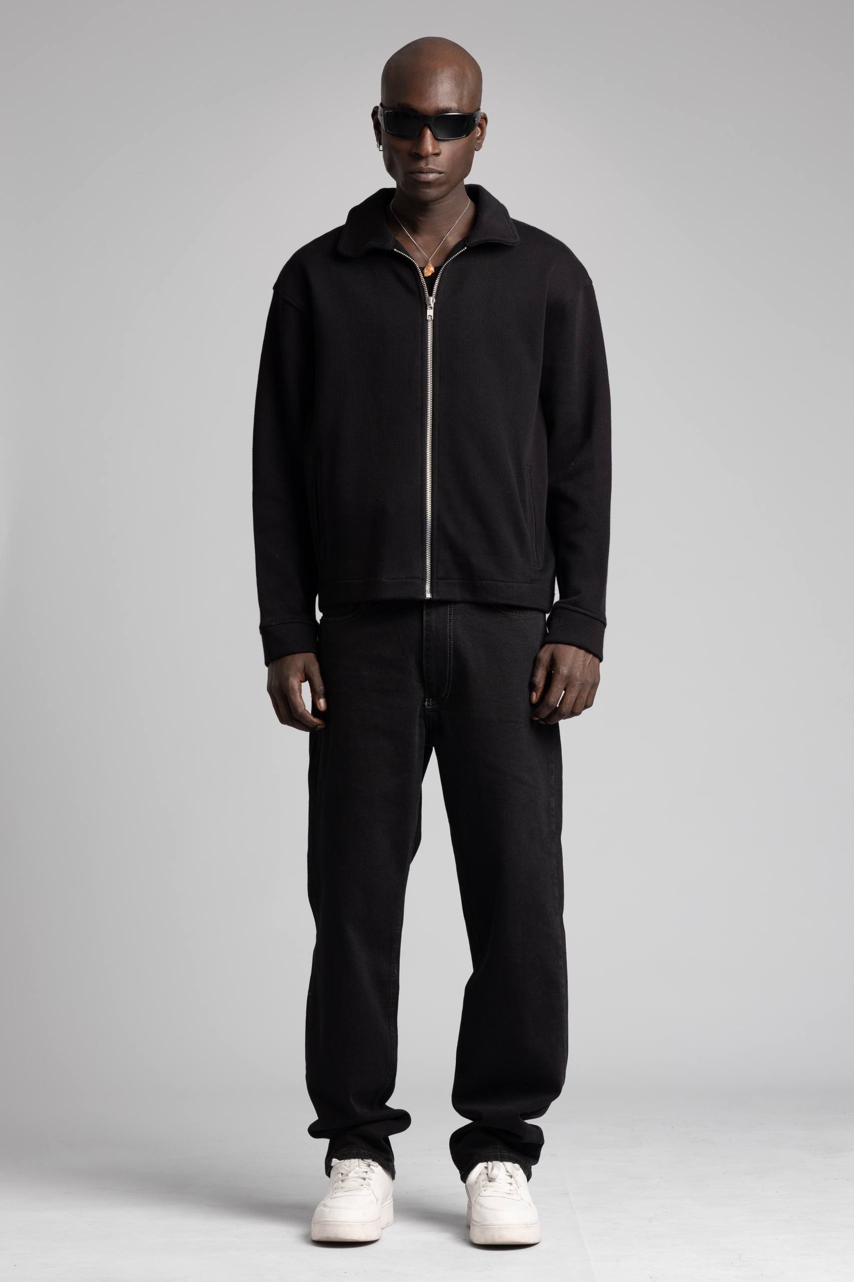 Wholesale Men's Black Zip Sweatshirt  1503FW27-MRT-4627