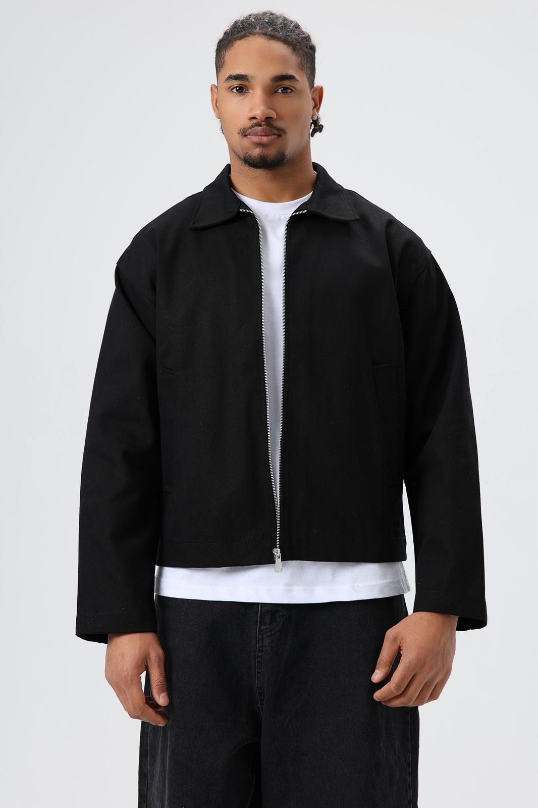 Wholesale Men's Black Zip-Up Jacket 1605W26-E1006