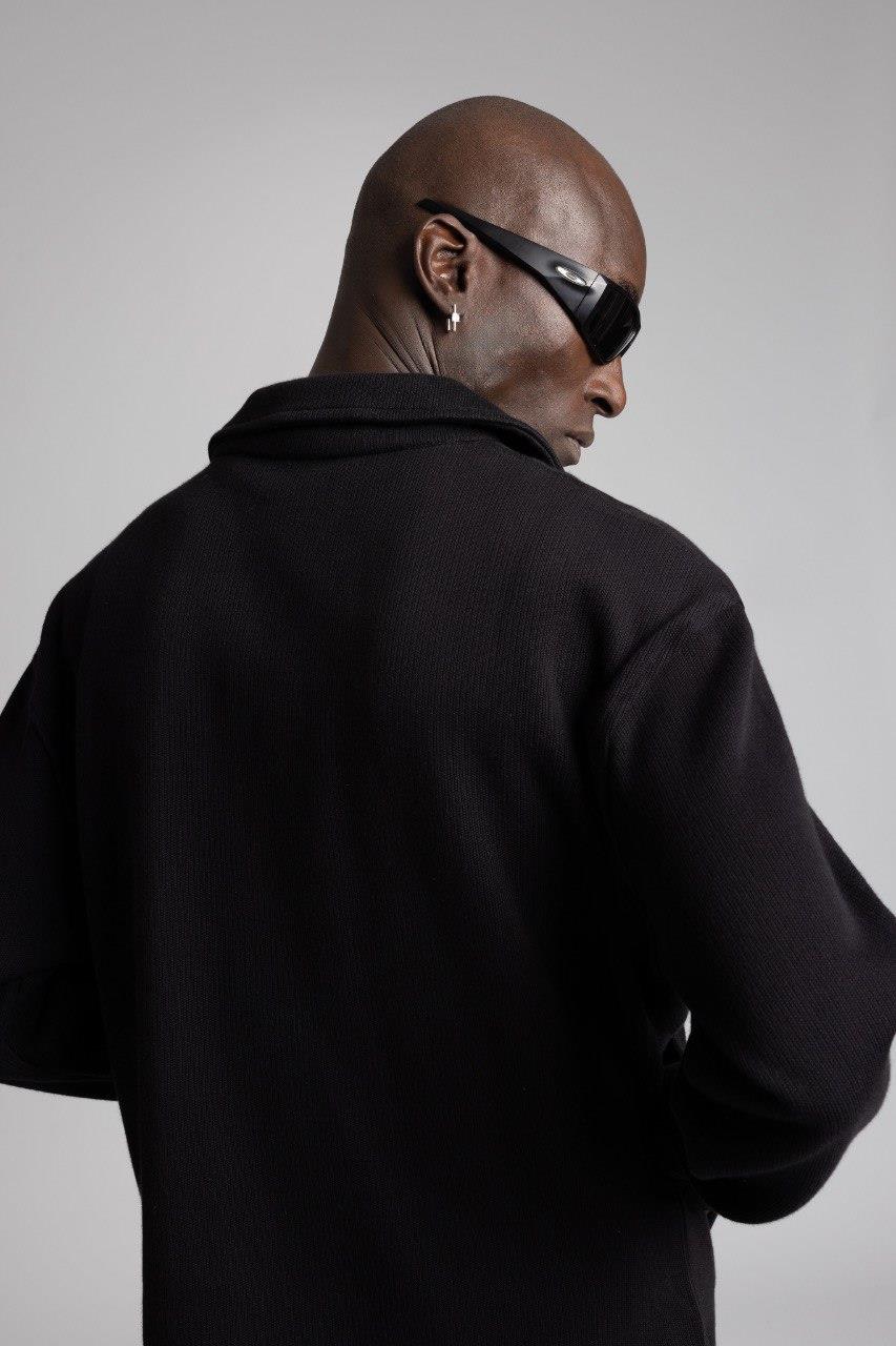 Wholesale Men's Black Zipped Jacket 1503W26-MRT-4627