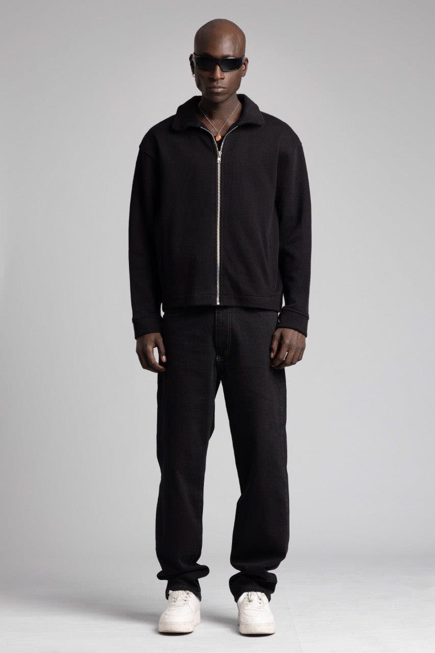 Wholesale Men's Black Zipped Jacket 1503W26-MRT-4627