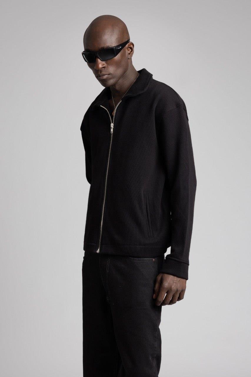 Wholesale Men's Black Zipped Jacket 1503W26-MRT-4627