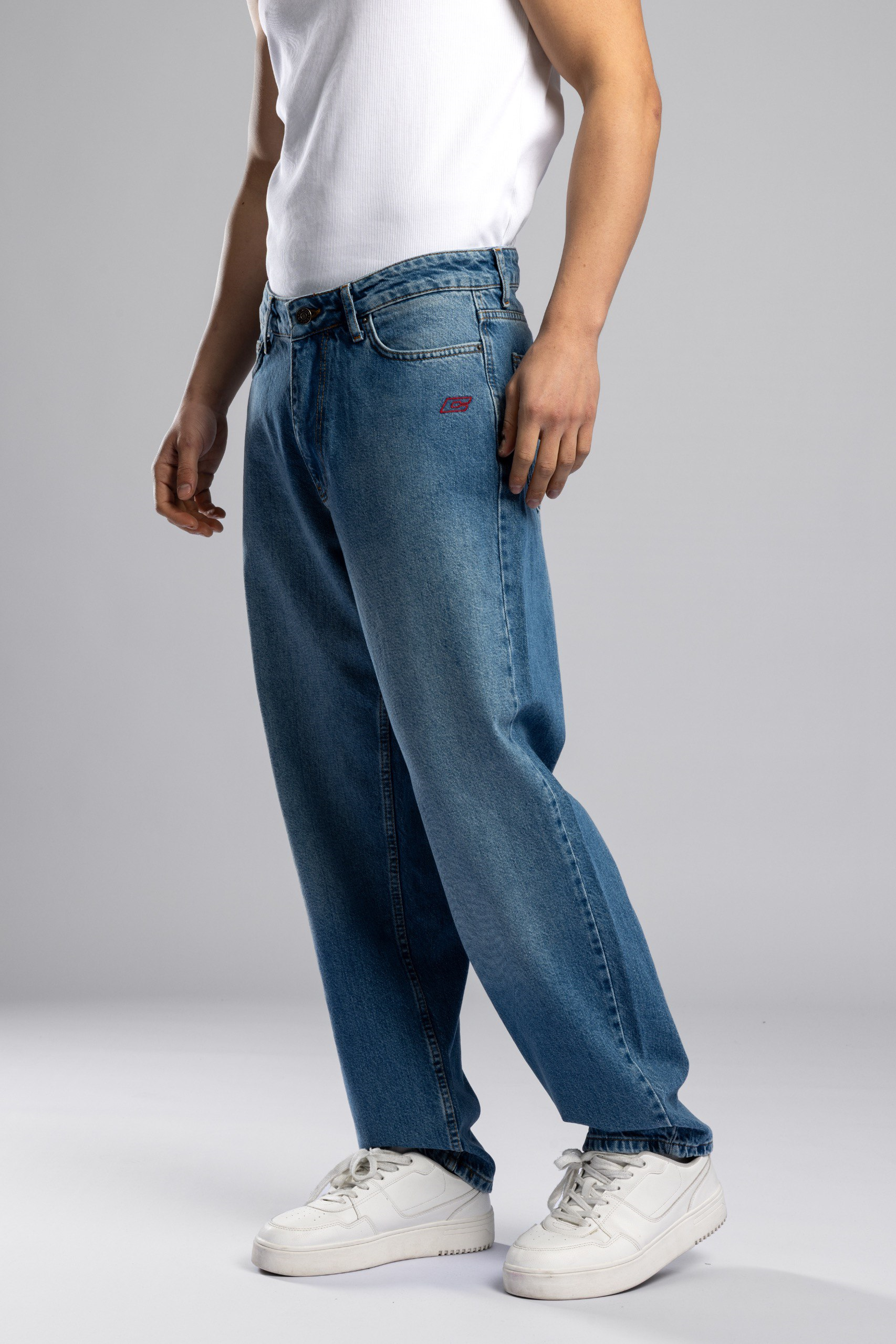 Wholesale Men's Blue Baggy Jeans 1503W26-6608-L