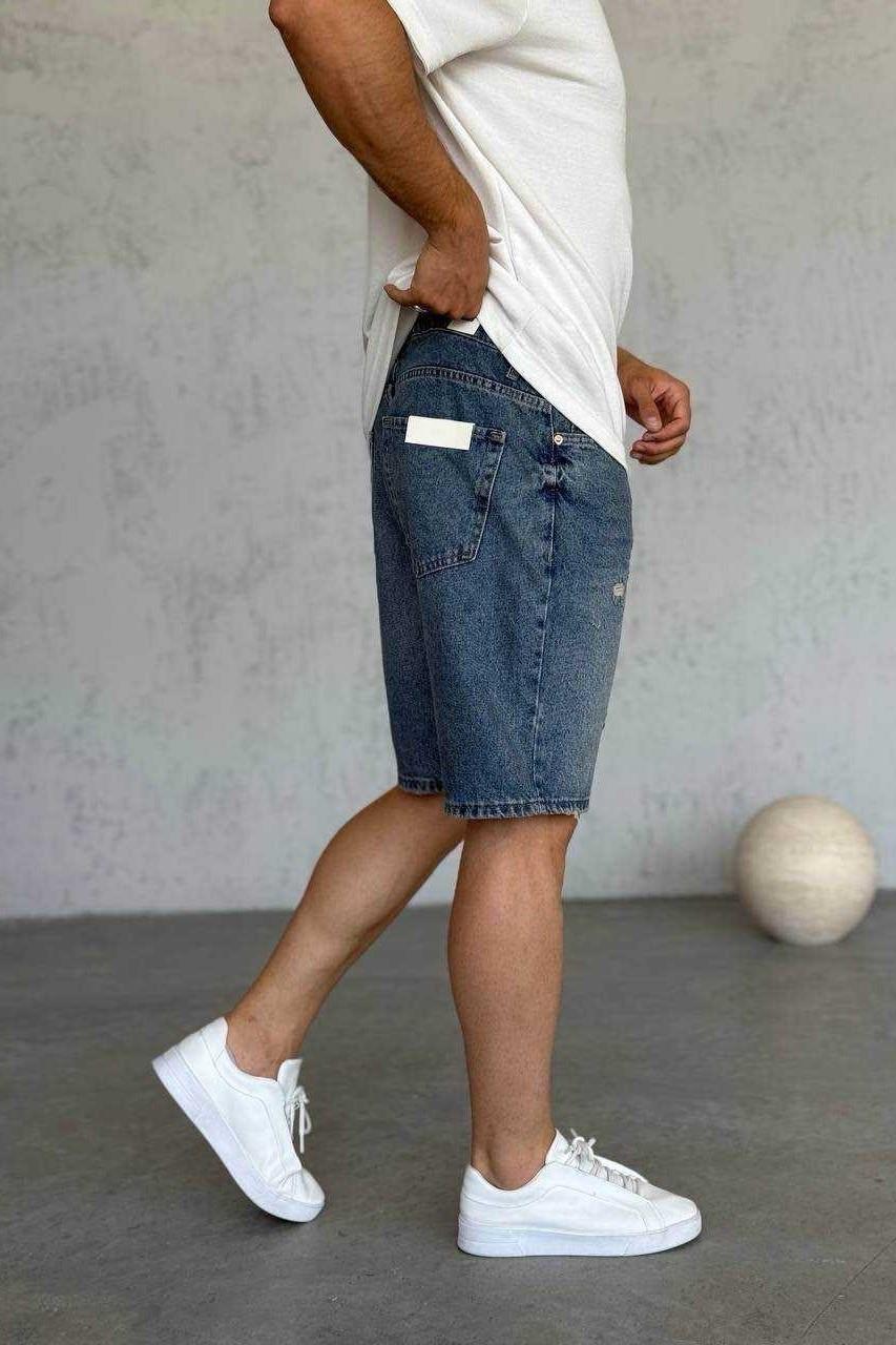 Wholesale Men's Blue Denim Shorts 1504W26-PNT3107