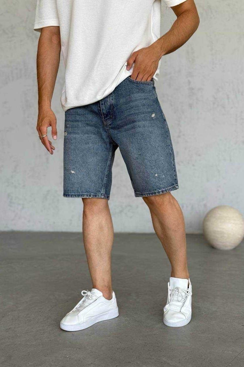 Wholesale Men's Blue Denim Shorts 1504W26-PNT3107