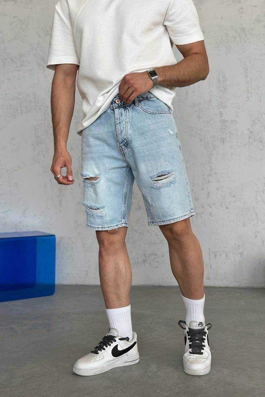 Wholesale Men's Blue Denim Shorts 1504W26-SRT2724