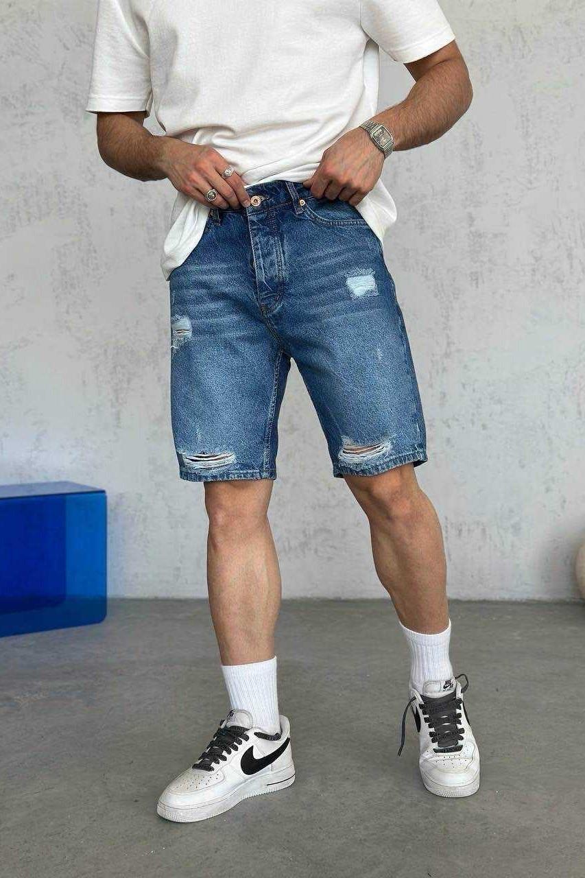 Wholesale Men's Blue Denim Shorts 1504W26-SRT2668