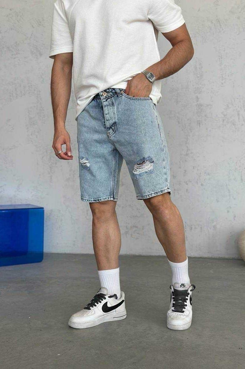 Wholesale Men's Blue Denim Shorts 1504W26-SRT2728