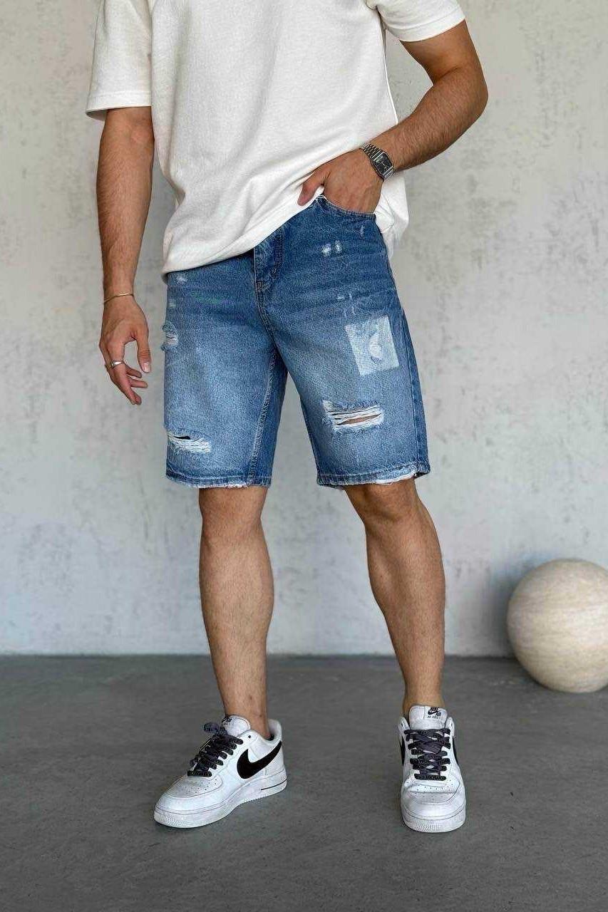Wholesale Men's Blue Denim Shorts 1504W26-SRT2997