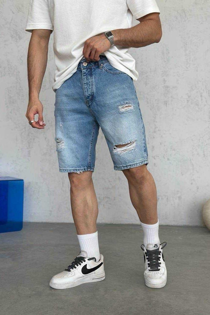 Wholesale Men's Blue Denim Shorts 1504W26-SRT2729