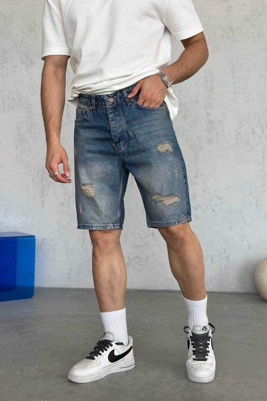 Wholesale Men's Blue Denim Shorts 1504W26-SRT2621