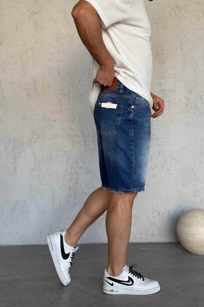 Wholesale Men's Blue Denim Shorts 1504W26-SRT2996