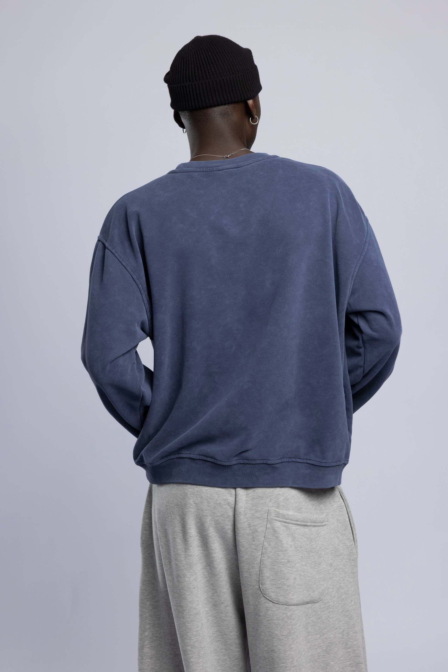 Wholesale Men's Blue Printed Sweatshirt  1503FW27-MRT-4633