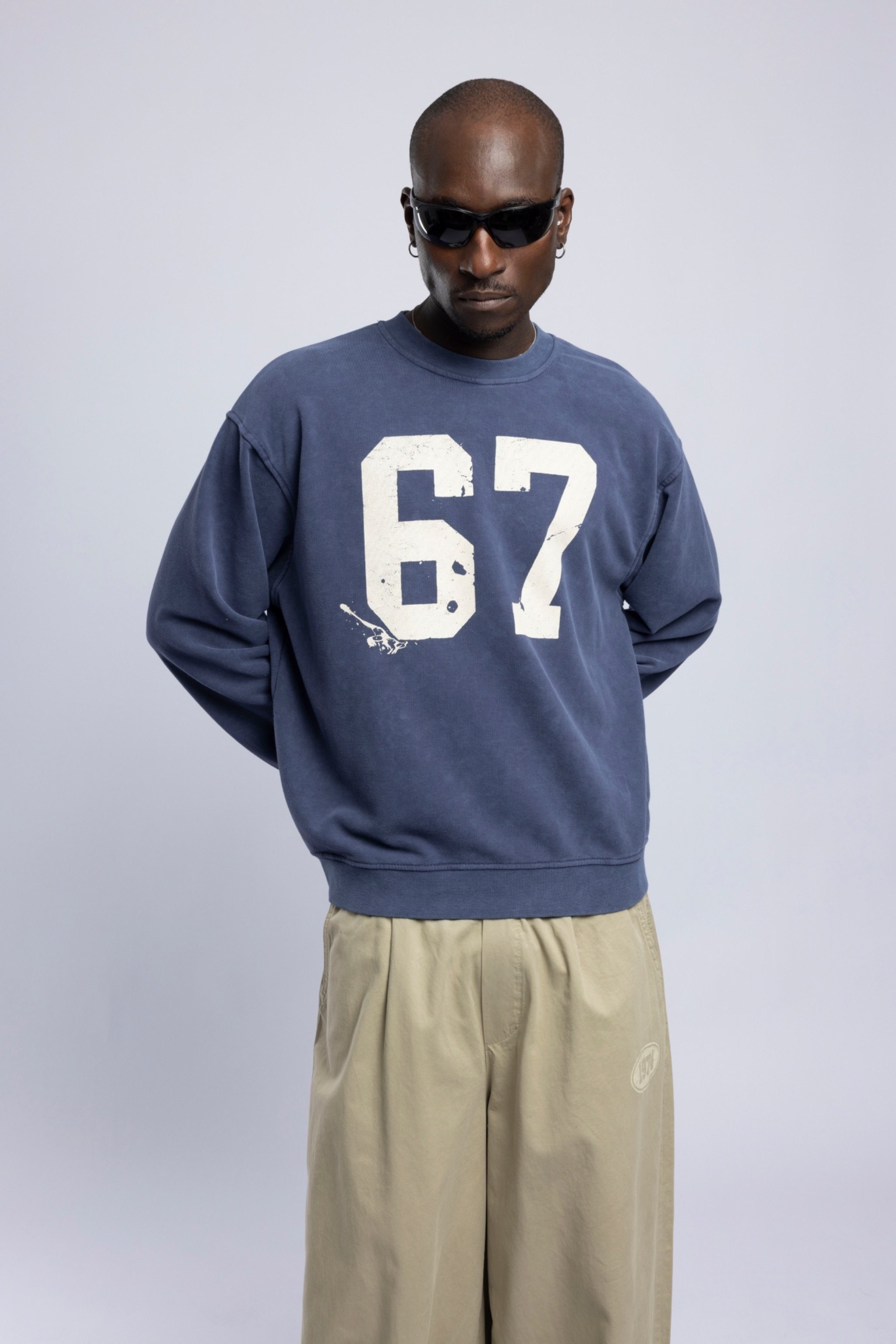 Wholesale Men's Blue Printed Sweatshirt  1503FW27-MRT-4634
