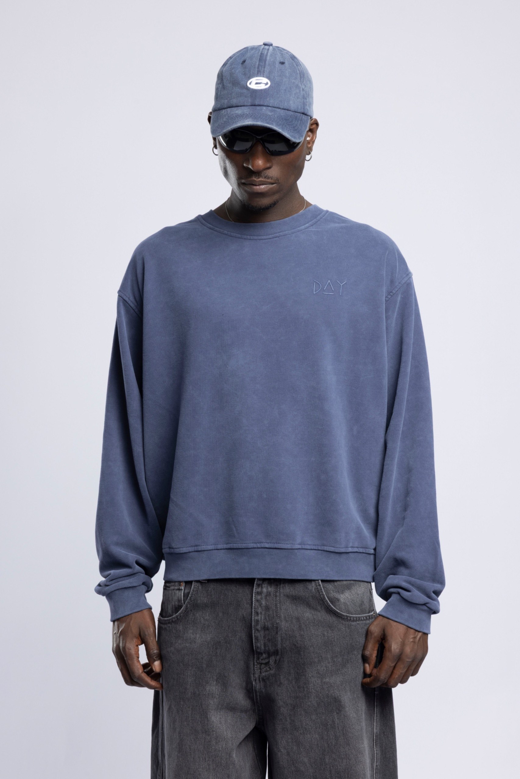 Wholesale Men's Blue Printed Sweatshirt  1503FW27-MRT-4636