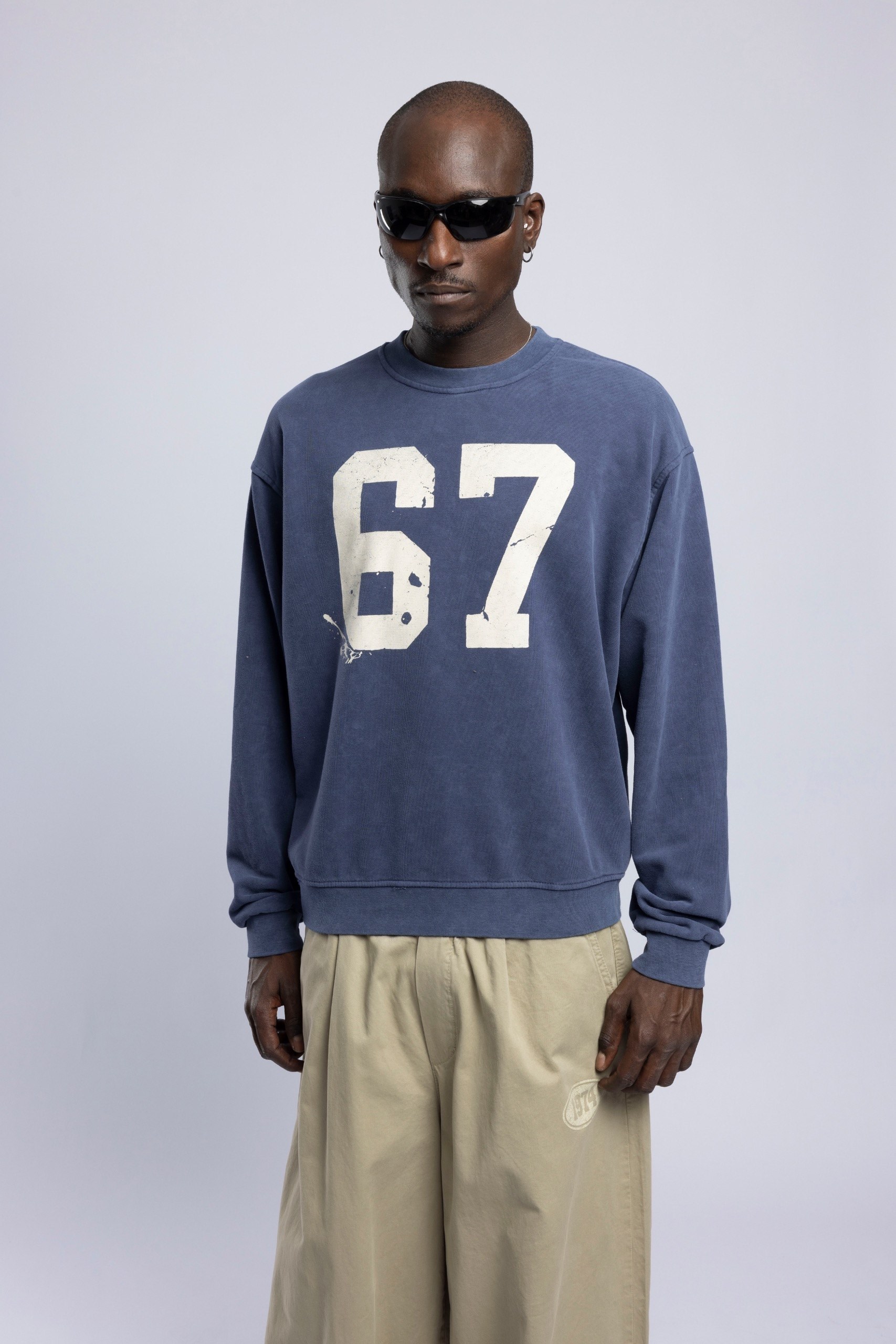 Wholesale Men's Blue Printed Sweatshirt  1503FW27-MRT-4634