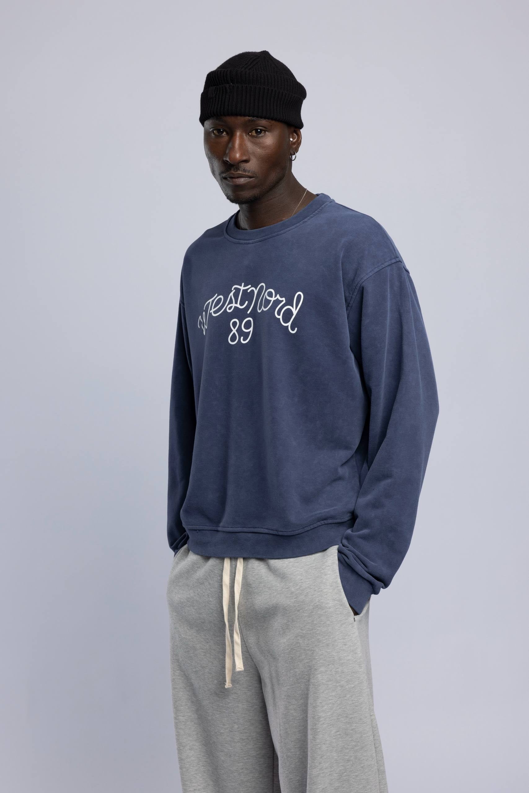 Wholesale Men's Blue Printed Sweatshirt  1503FW27-MRT-4633