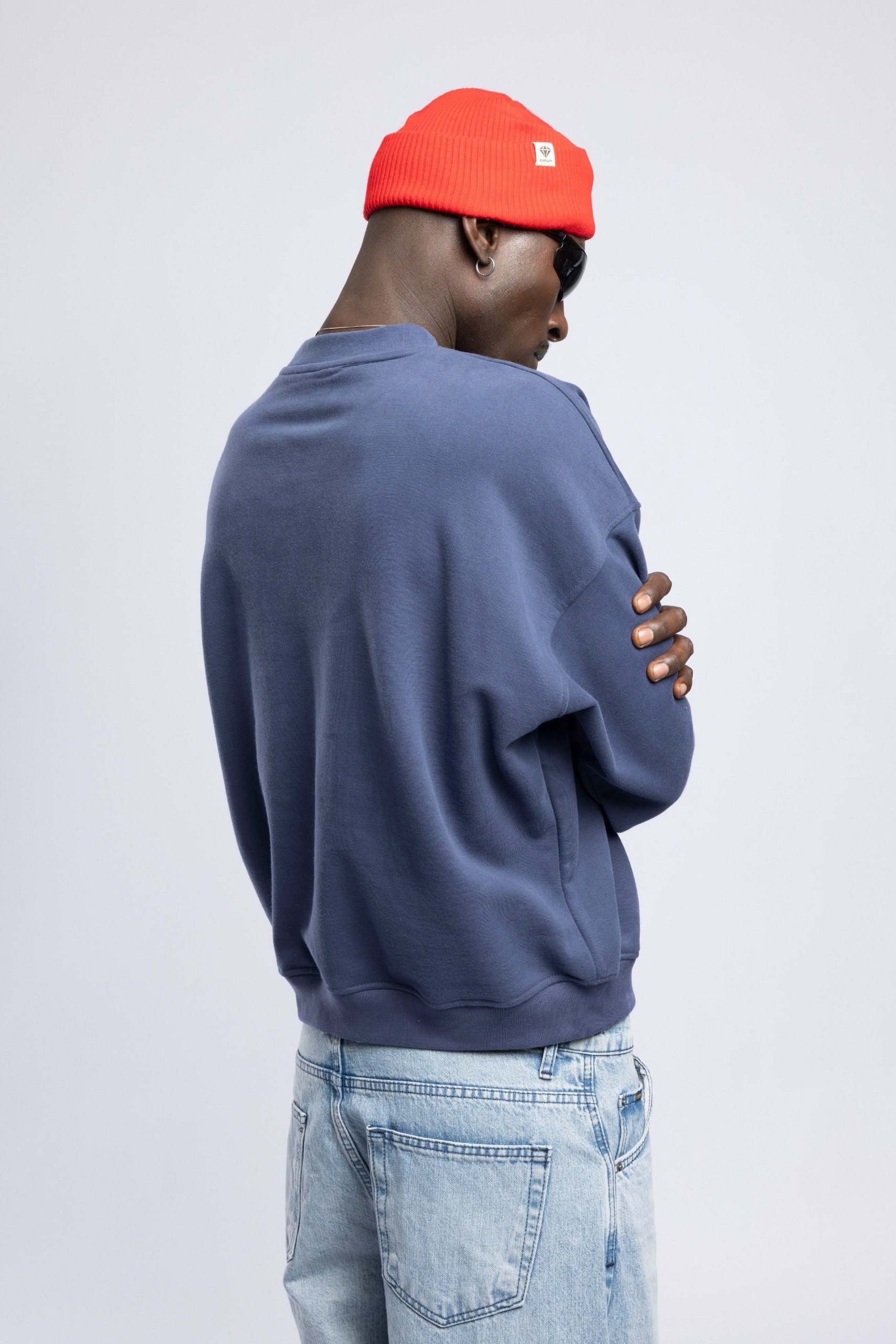 Wholesale Men's Blue Printed Sweatshirt  1503FW27-MRT-4643