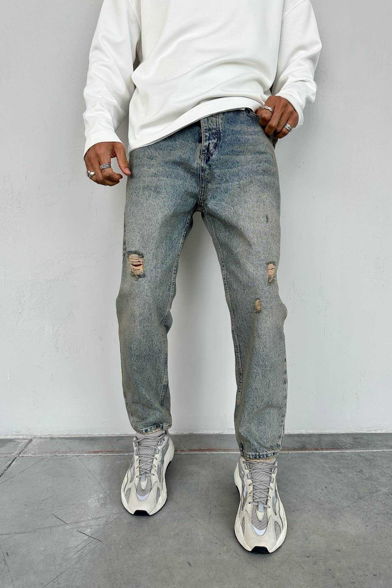 Wholesale Men's Blue Relaxed Fit Jeans 1504W26-PNT2768
