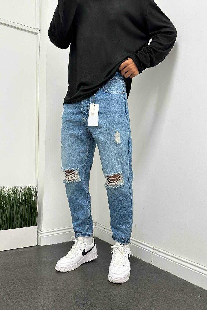 Wholesale Men's Blue Relaxed Fit Jeans 1504W26-PNT2466