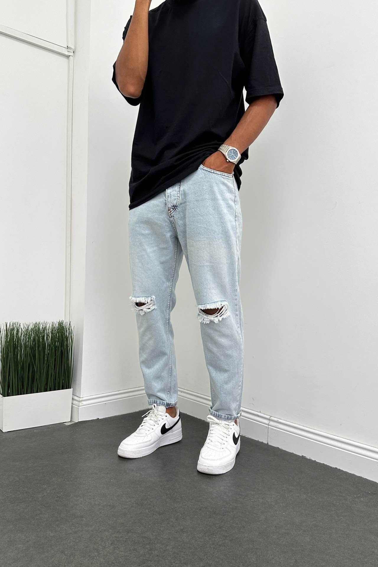 Wholesale Men's Blue Relaxed Fit Jeans 1504W26-PNT2348