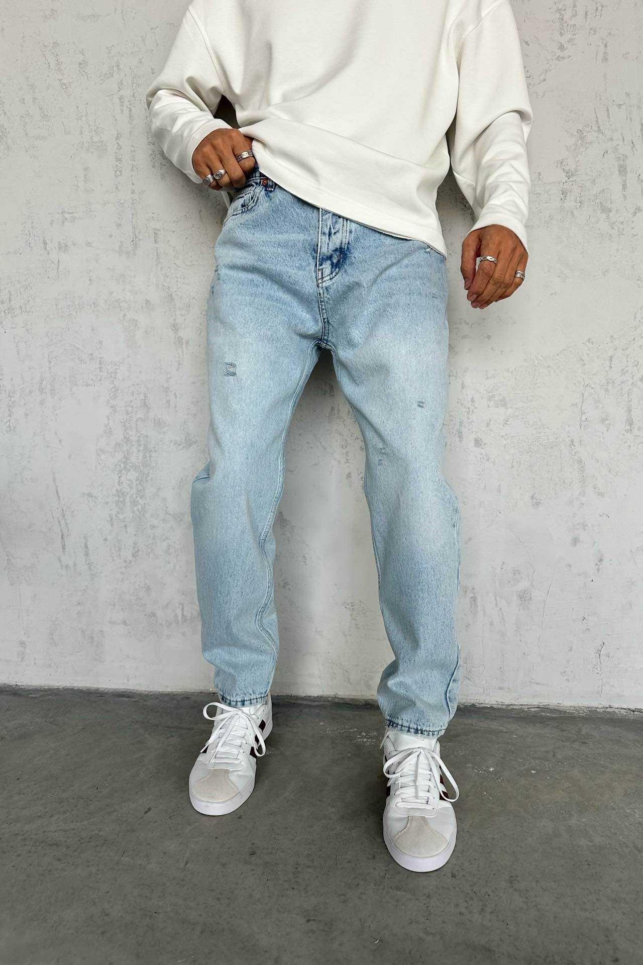 Wholesale Men's Blue Relaxed Fit Jeans 1504W26-PNT2634