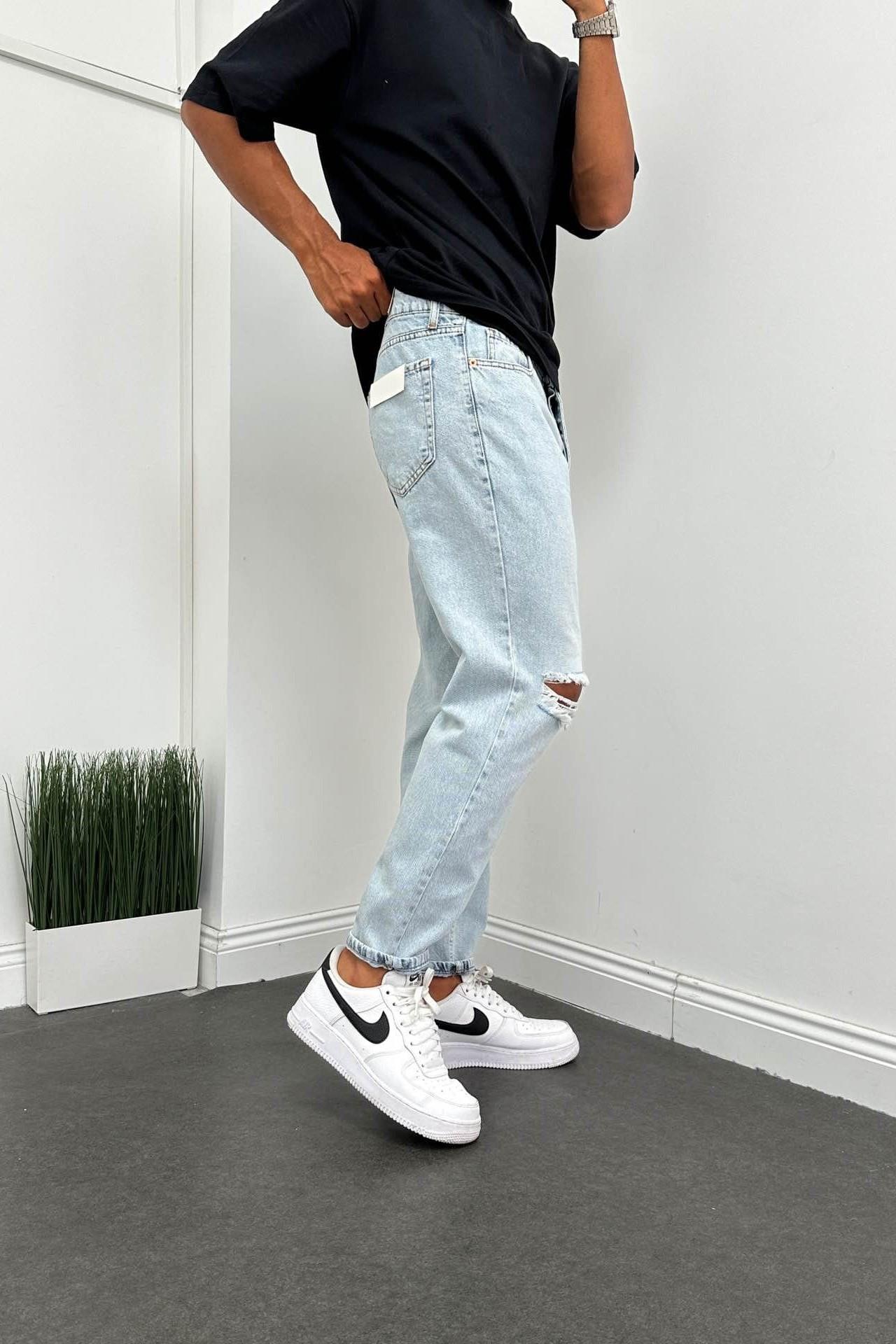 Wholesale Men's Blue Relaxed Fit Jeans 1504W26-PNT2348