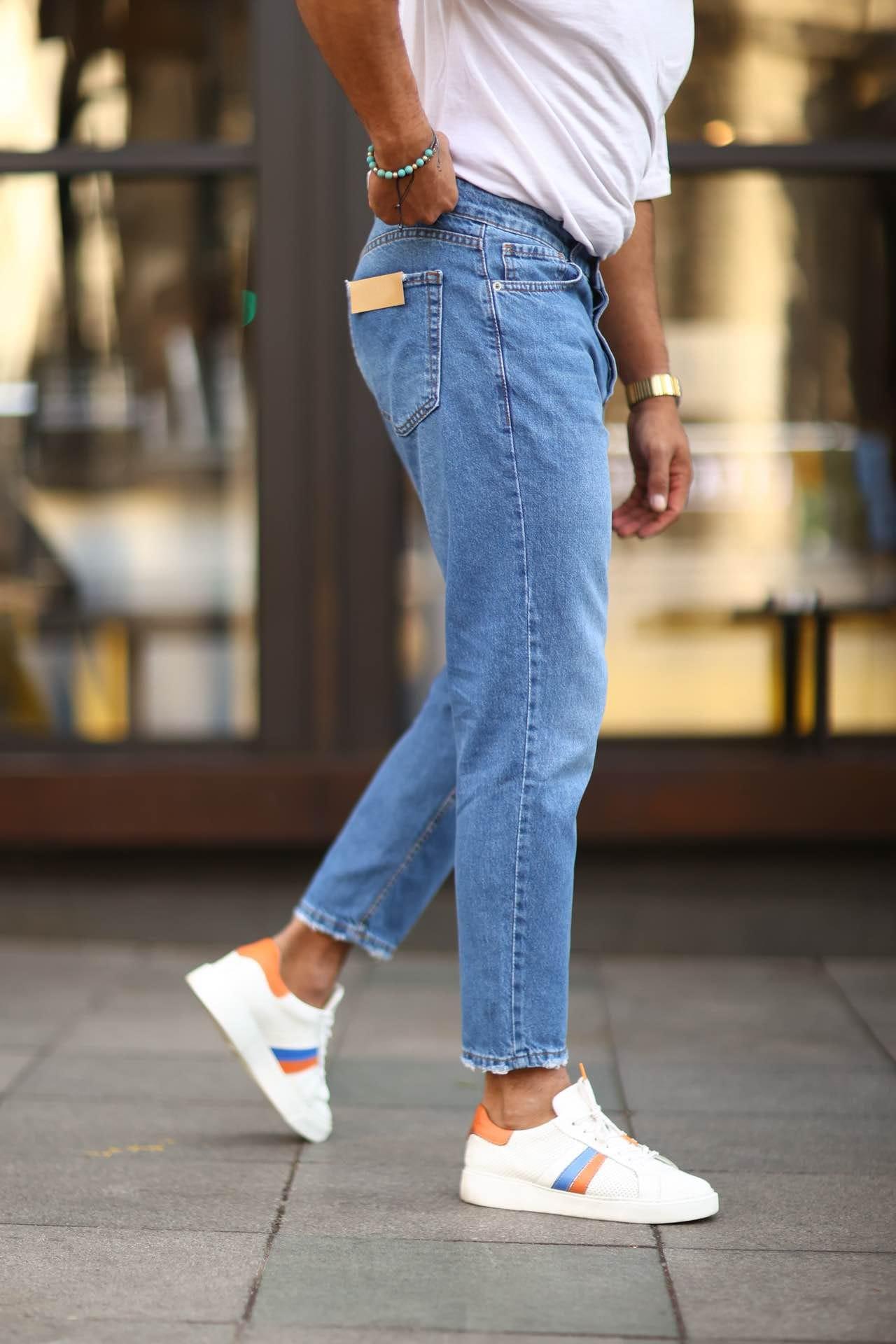 Wholesale Men's Blue Relaxed Fit Jeans 1504W26-PNT2317