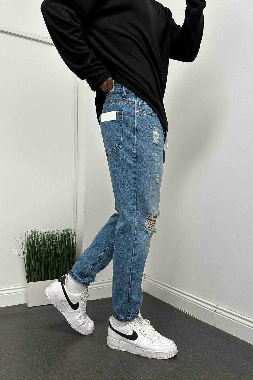 Wholesale Men's Blue Relaxed Fit Jeans 1504W26-PNT2466