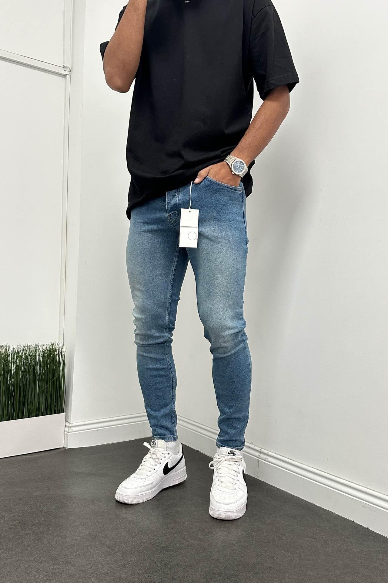 Wholesale Men's Blue Slim Fit Jeans 1504W26-PNT2480