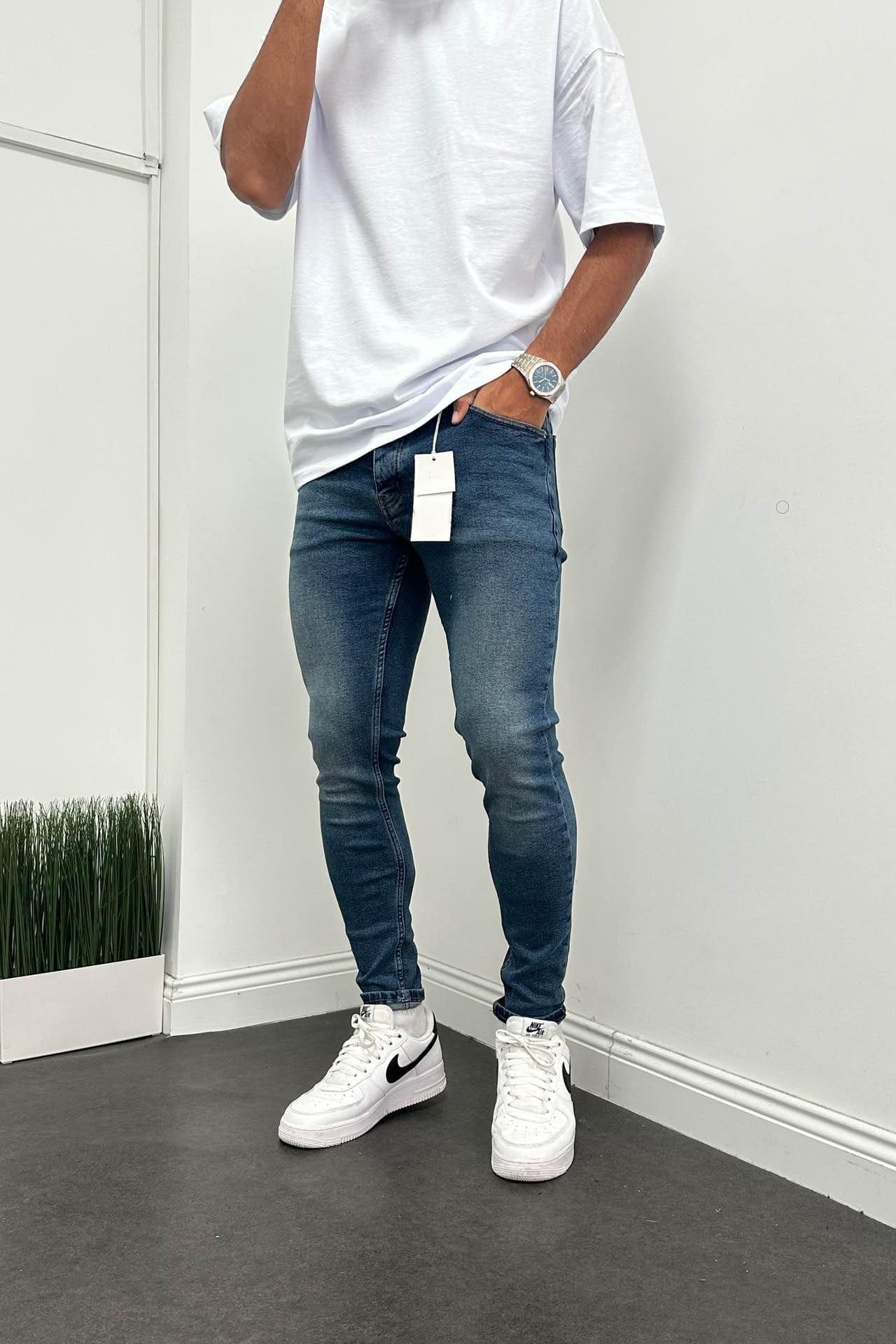 Wholesale Men's Blue Slim Fit Jeans 1504W26-PNT2471