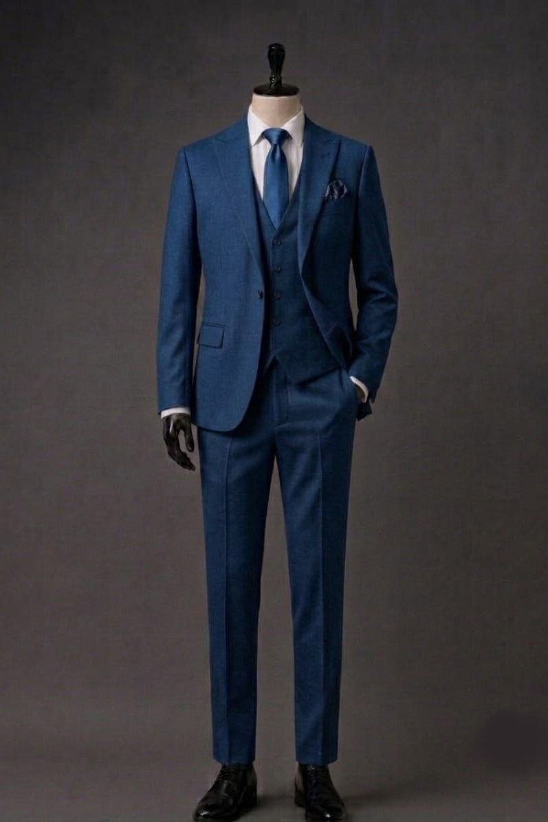 Wholesale Men's Blue Three-Piece Suit 1701-116