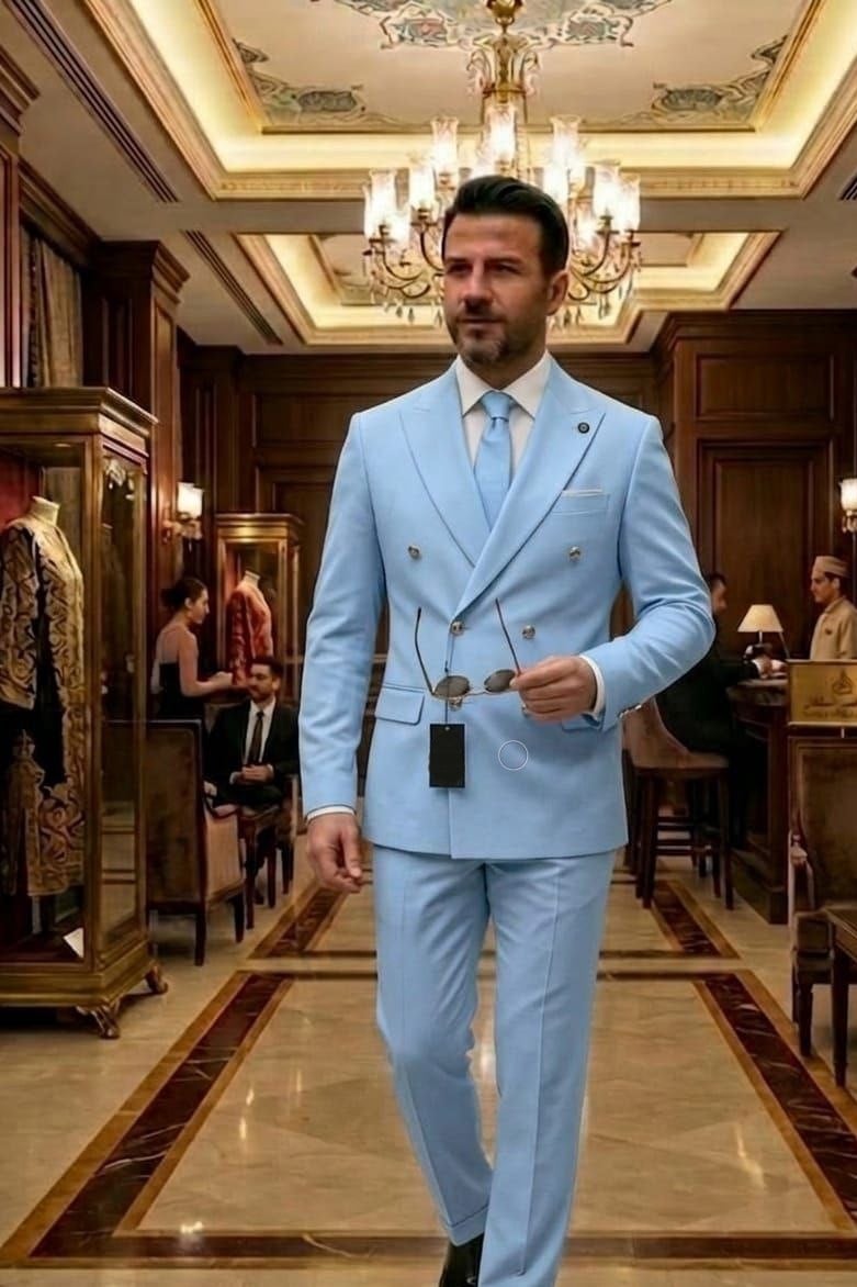 Wholesale Men's Blue Two-Piece Suit 1701-129