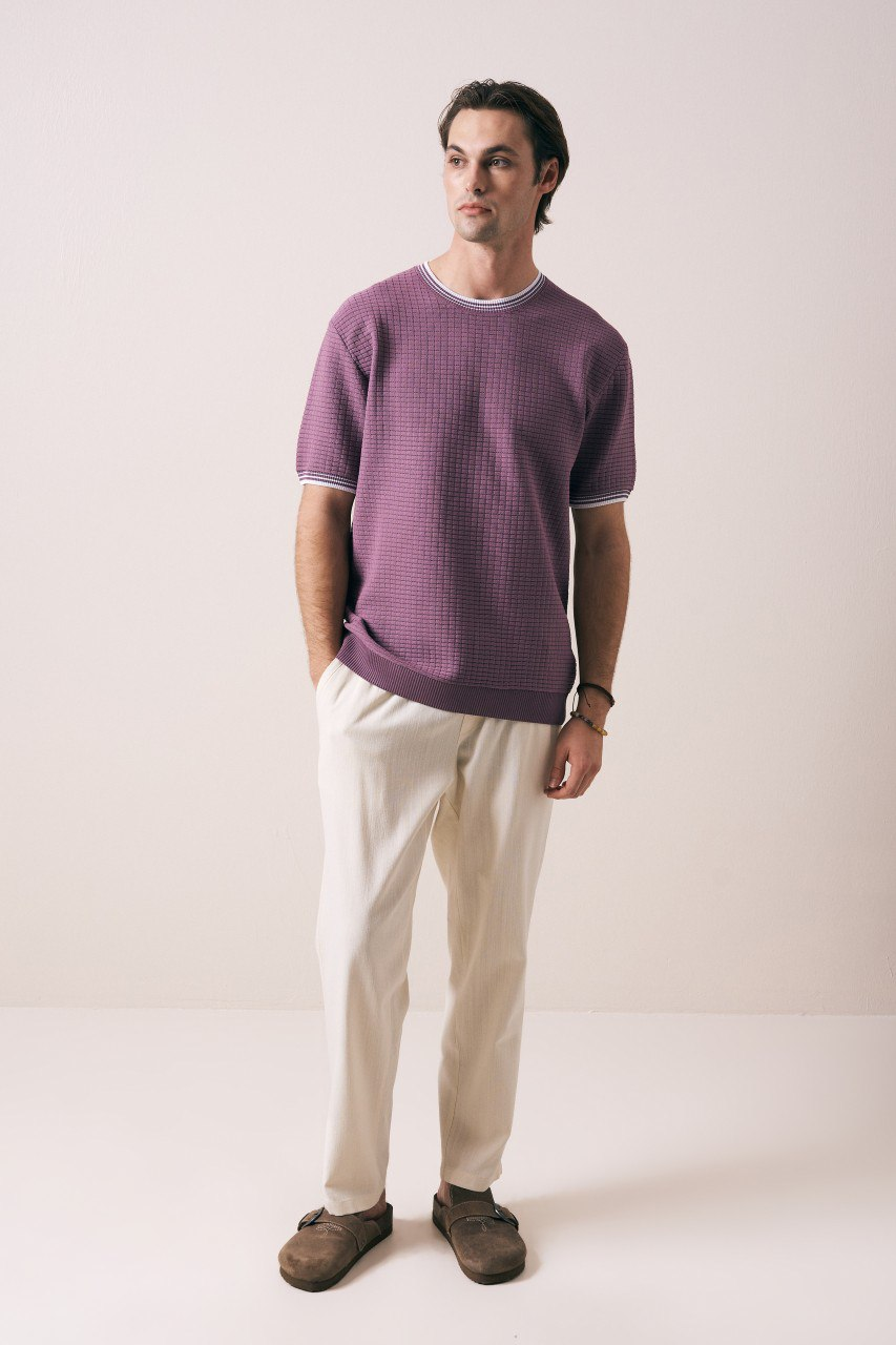 Wholesale Men's Blush Knit Crew-Neck T-Shirt 1609W26-33282 