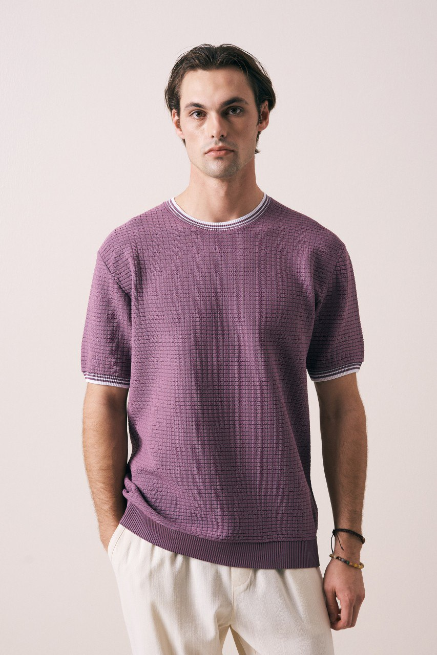 Wholesale Men's Blush Knit Crew-Neck T-Shirt 1609W26-33282 