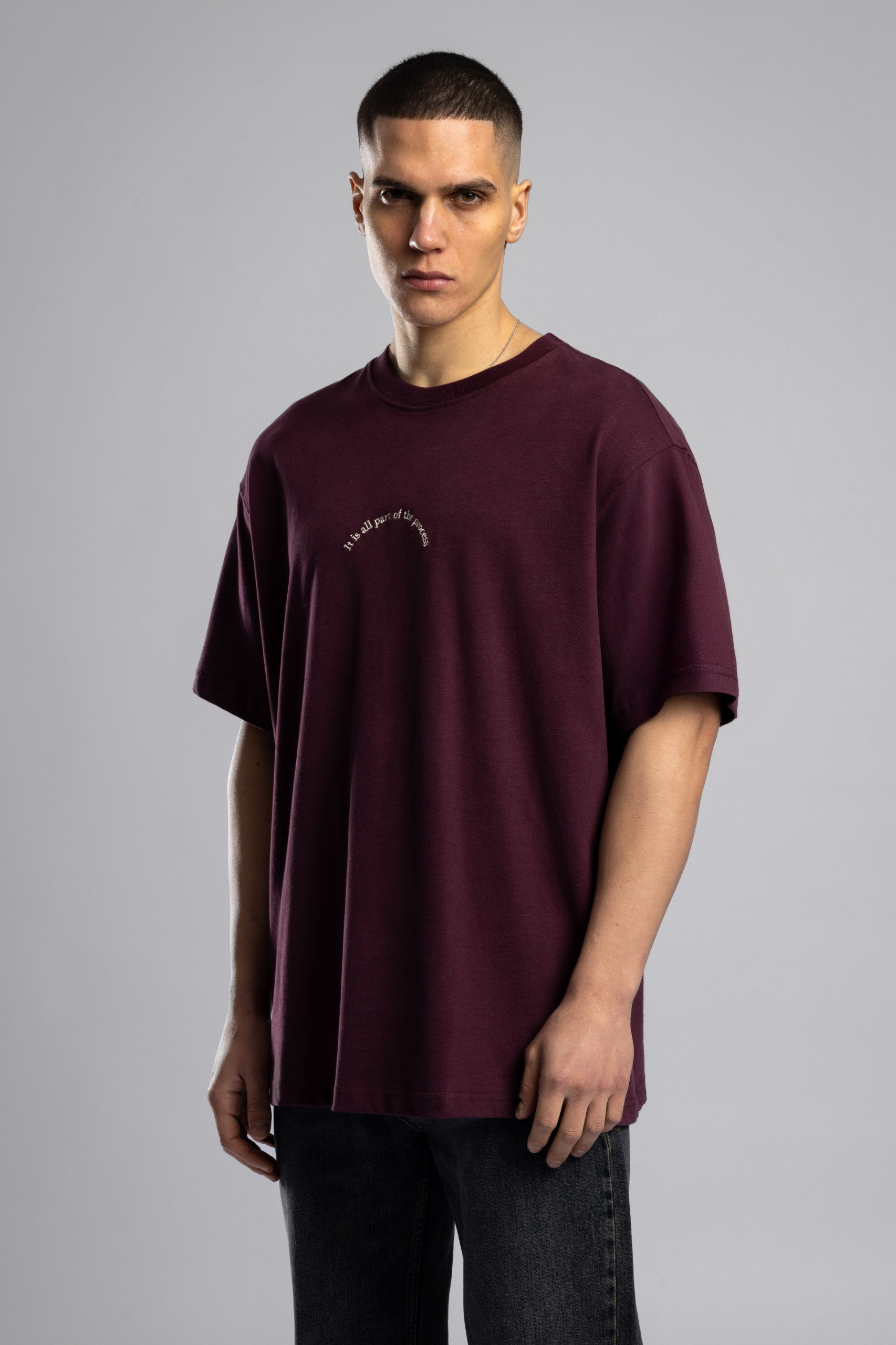 Wholesale Men's Bordeaux Basic T-shirt 1503W26-MRT-26002