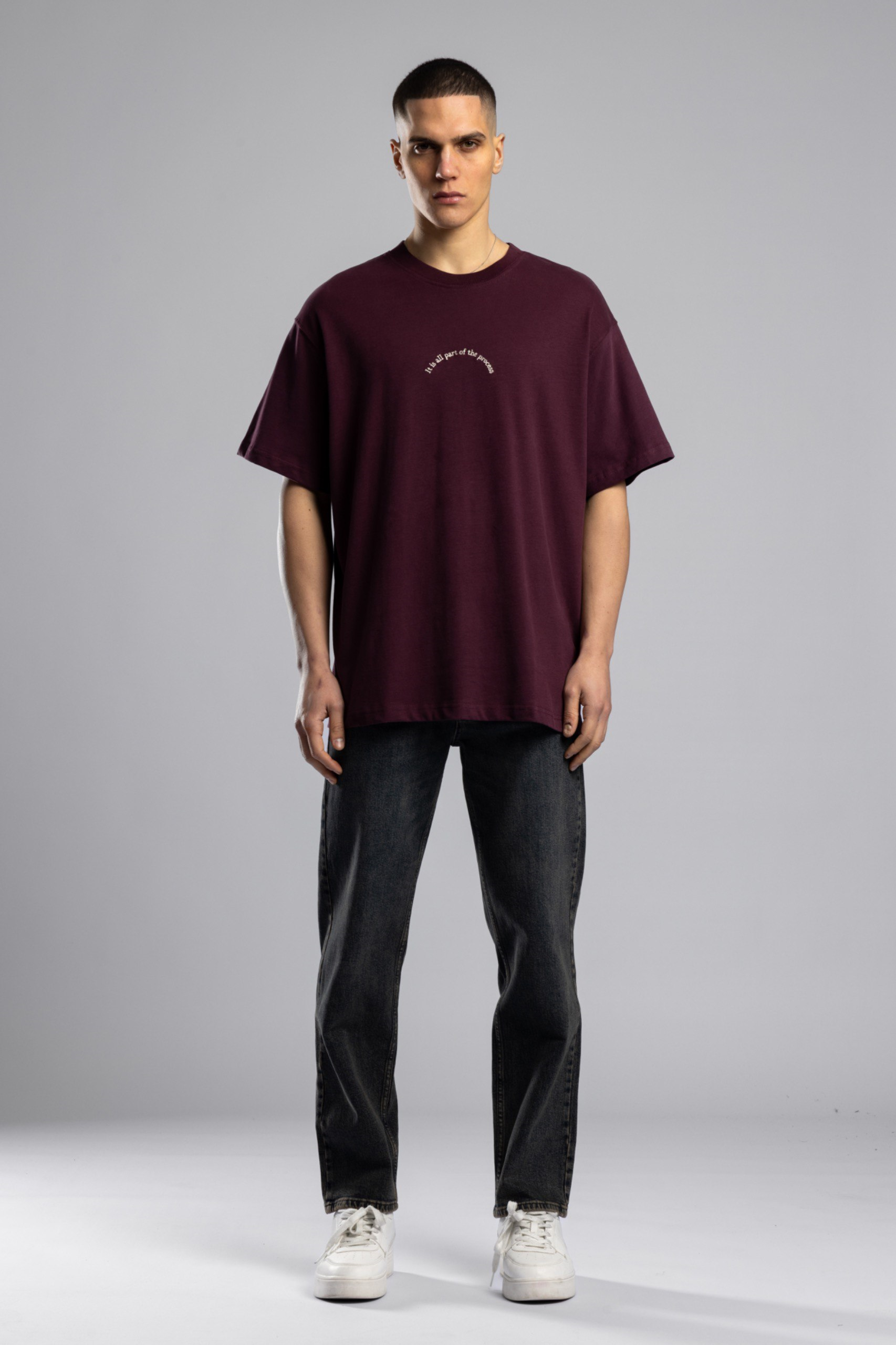 Wholesale Men's Bordeaux Basic T-shirt 1503W26-MRT-26002