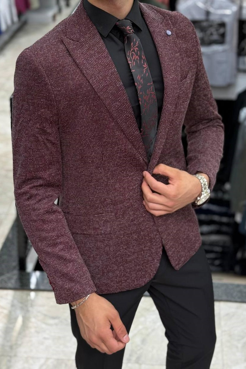 Wholesale Men's Bordeaux Blazer Jacket 1701W26-070