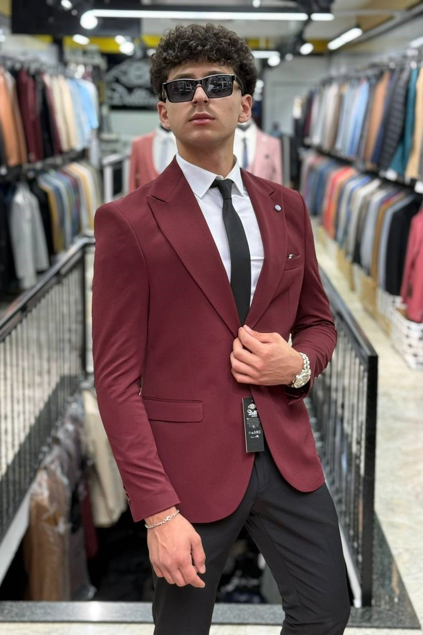 Wholesale Men's Bordeaux Blazer Jacket 1701W26-068