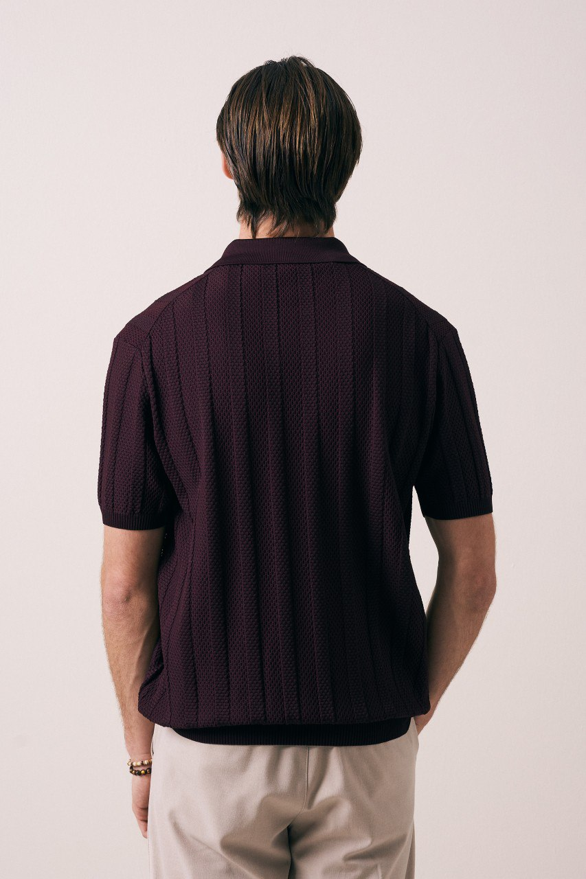 Wholesale Men's Bordeaux Knit Crew-Neck T-Shirt 1609W26-33246 