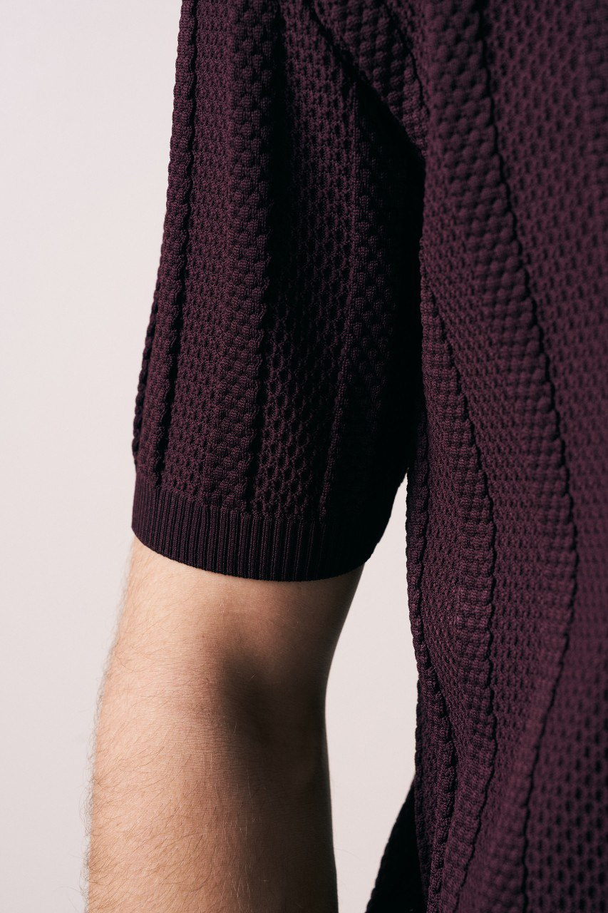 Wholesale Men's Bordeaux Knit Crew-Neck T-Shirt 1609W26-33246 