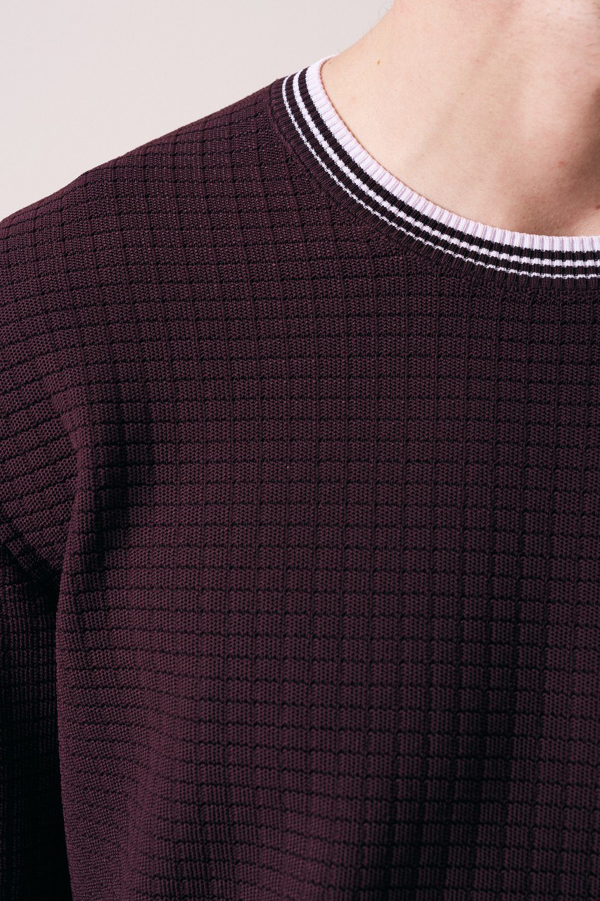 Wholesale Men's Bordeaux Knit Crew-Neck T-Shirt 1609W26-33282 