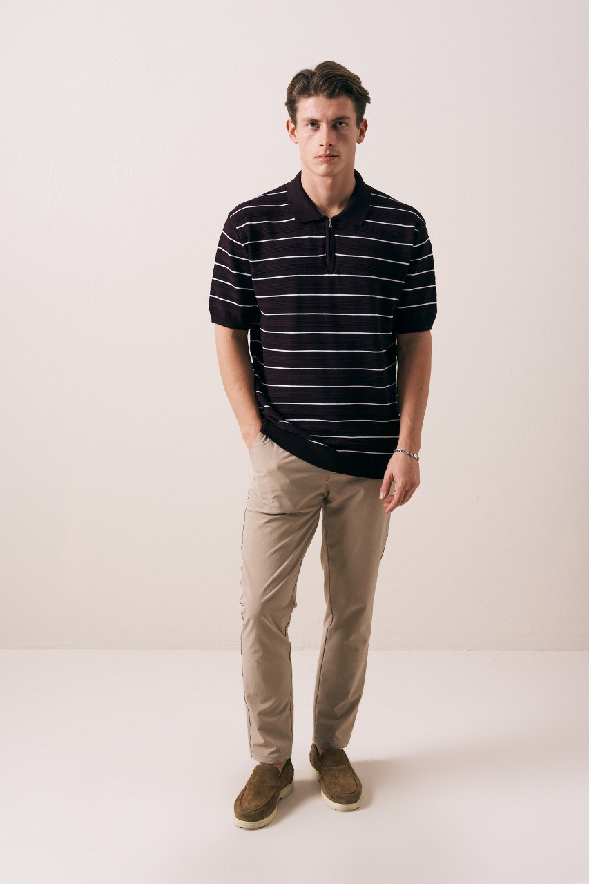 Wholesale Men's Bordeaux Knit Polo Shirt 1609W26-66617 