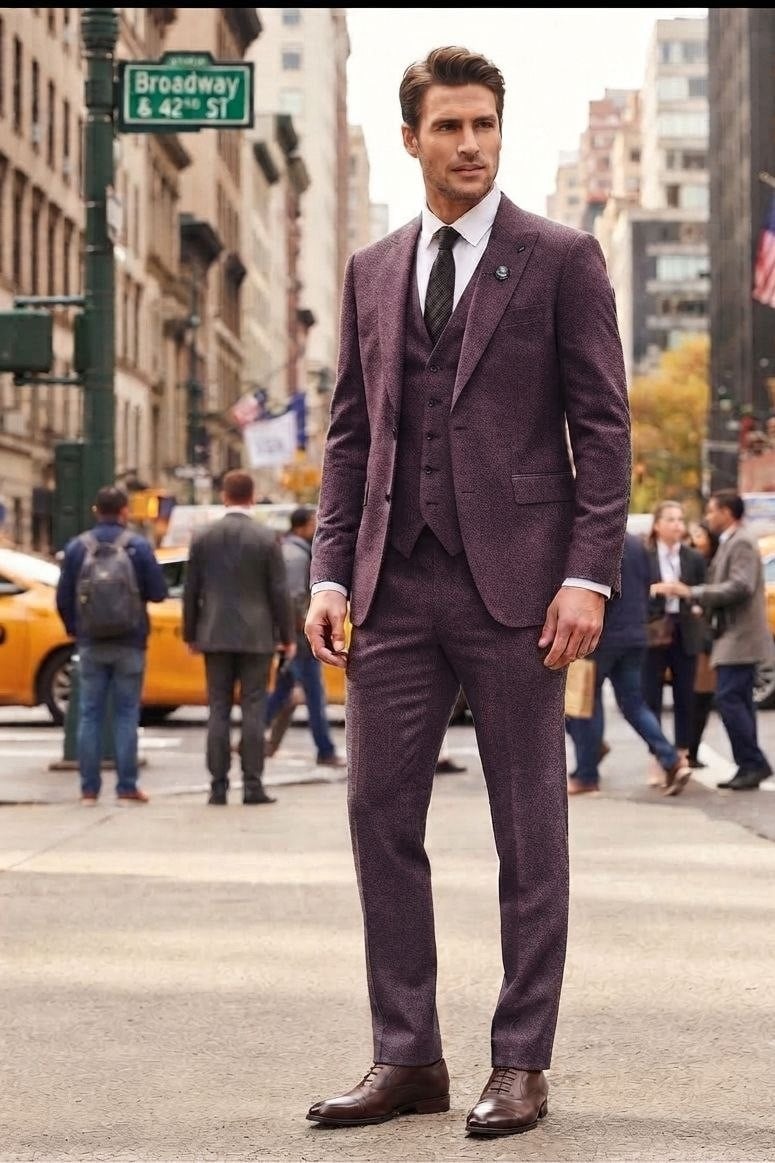 Wholesale Men's Bordeaux Two-Piece Suit 1701-133