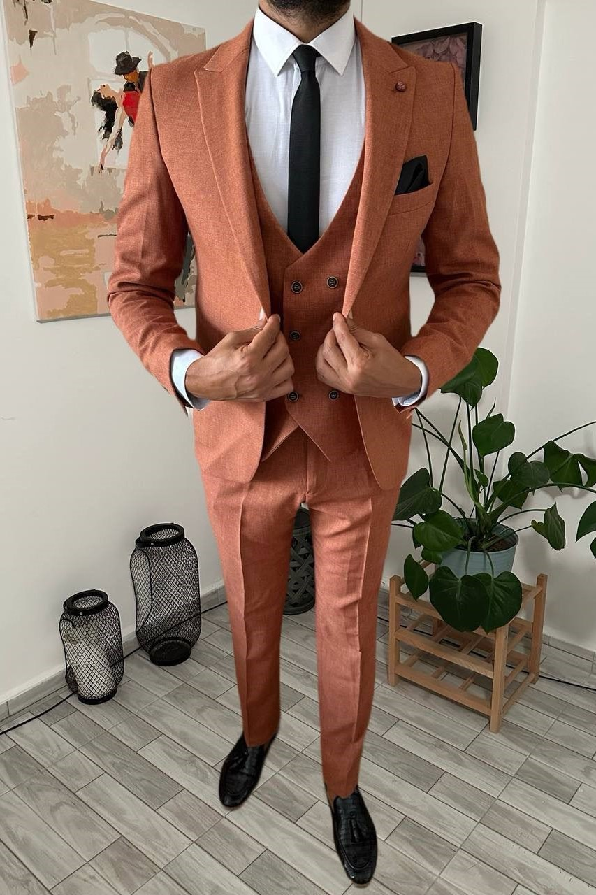 Wholesale Men's Brick Three-Piece Suit 1701W26-088