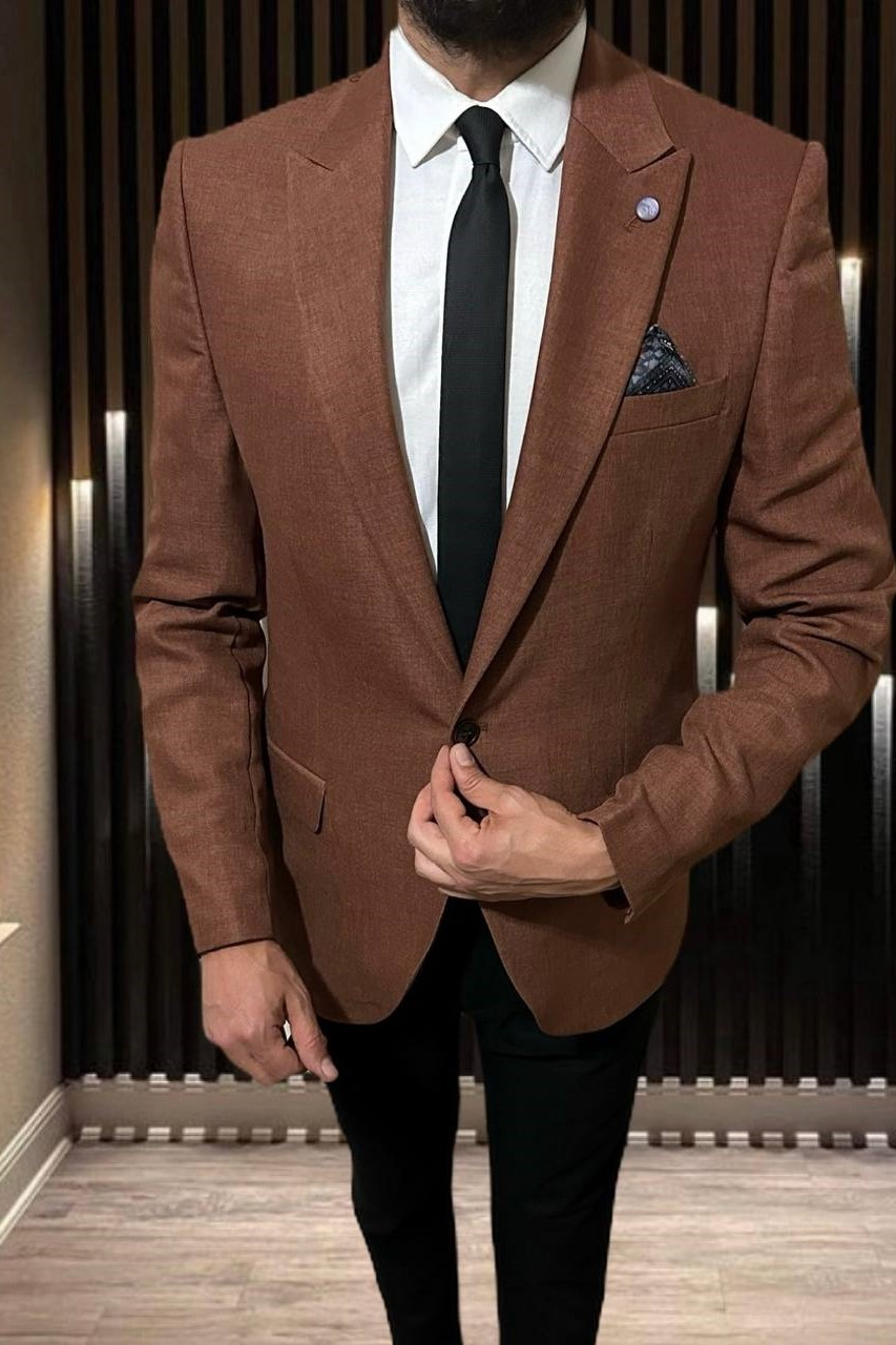 Wholesale Men's Brown Blazer Jacket 1701W26-080