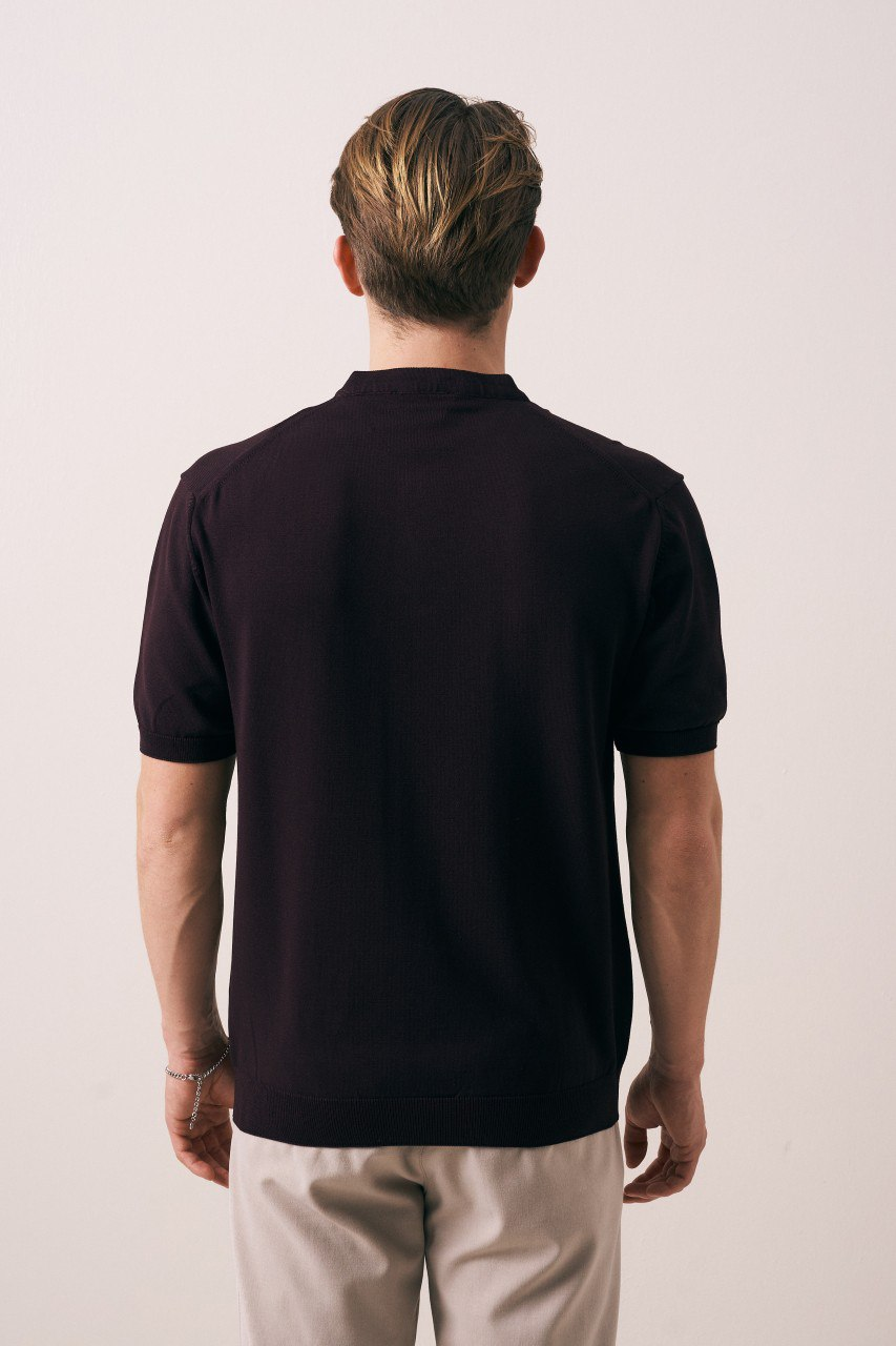 Wholesale Men's Brown Knit Crew-Neck T-Shirt 1609W26-66619 