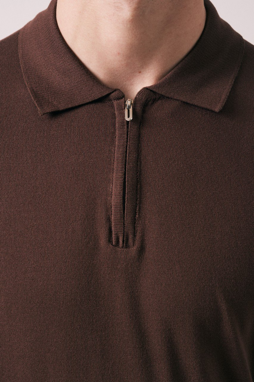 Wholesale Men's Brown Knit Polo Shirt 1609W26-66590 